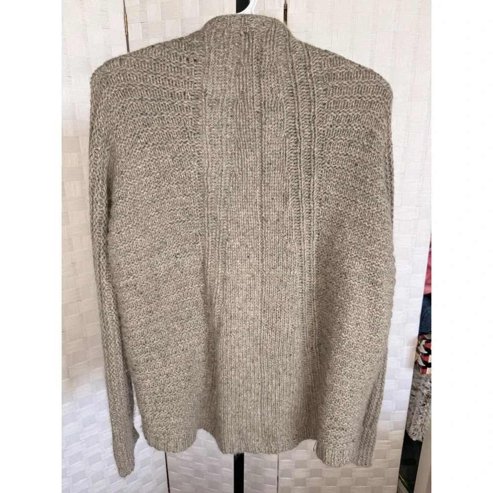 Cashmere Sweater Gray Cable knit Open Waterfall front‎ Cardigan Quiet Luxury Sm - Picture 2 of 3